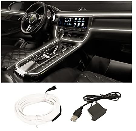 CGEAMDY Auto LED Innenbeleuchtung, Auto Atmosphärenlicht Lampe, Soft DIY Refit Dekoratives Licht, 500CM Ambientebeleuchtung Atmosphäre Neon Lichtleiste Light (Weiß)