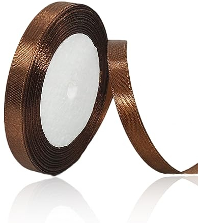 Geschenkband Kaffee 10mm Breit, 23 Meters Satinband Braun Geschenkbänder Stoff Schleifenband Dekoband zum Geschenkverpackung, Bastelarbeiten, Geburtstag und Hochzeitsdekoration