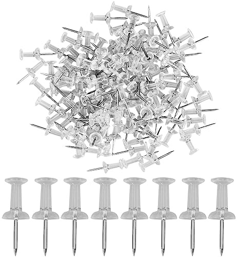 HXMJIED 120pcs Transparent Push Pins,Plastic Head Drawing Poster Tacks Needle, Clear Poster Pins for Wall Hangings,Cork Board,Maps Posters Photos,Pinboard,Notice Board,Xmas Party Decorations