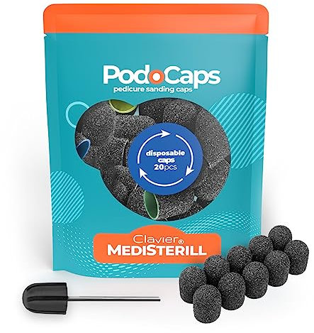 Manicotti abrasivi per unghie, manicure, manicure abrasive, tappi abrasivi, fresa per unghie, manicure, pedicure, nail art (PodoCaps mix 80/120/180/240)