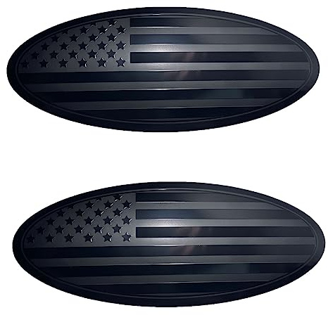 CONGCONG Passend für Ford Emblem, 24,1 cm Overlay Kühlergrill Heckklappe hinten Aluminium Oval Amerikanische Schwarze Flagge Emblem passend für Ford F150 2015–2023/2 Stück/(schwarz)