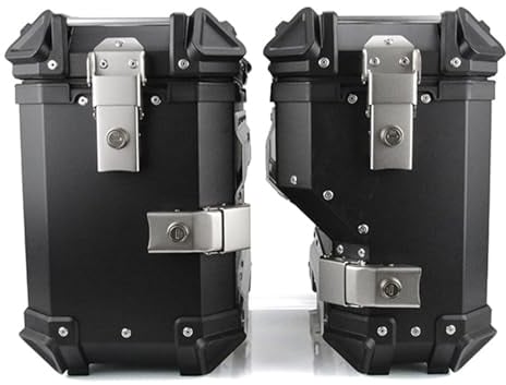 FJAUOQ Topcase Motorrad Motorradkoffer Seitenkoffer Touring 38L Top Case Motorrad Roller Aluminium Rollerkoffer Topcase Koffer Hard Satteltaschen,Schwarz,38L Right Rudder