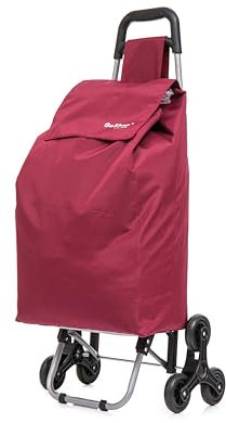 ATX Premium 59L Stair Climber Shopping Trolley Lightweight Hard Wearing & Foldaway Trendy Folding/Collapsible Push/Pull Carts for Easy Storage with 6 Wheels (59L, Maroon)