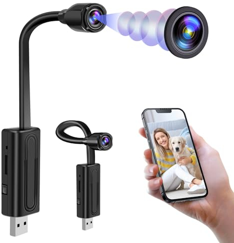 Yadayuki Mini Caméra Espion WiFi,USB Caméra Cachée sans Fil,Micro Espion Enregistreur de Surveillance Camera Miniature a Distance avec Détection de Mouvemen (G11)