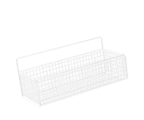 JISADER Hängender Wandkorb zur Aufbewahrung, Stabiler Stahldrahtkorb, Draht-Hängekorb, Wandregale für Badezimmer, weiß L