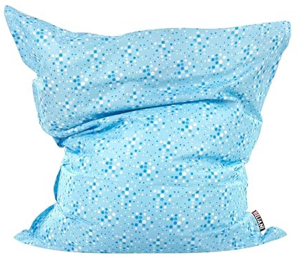 Beliani Moderne Sitzsackhülle Extra Groß Nylon mit Reißverschluss Wasserdicht Langlebig für Innen und Außen 140 x 180 cm Hellblau gepunktet Fuzzy