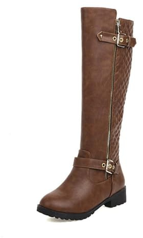 ticticlily Stivali sopra Il Ginocchio da Donna Moda Boots Stivali Alti alla Coscia C Marrone 43 EU