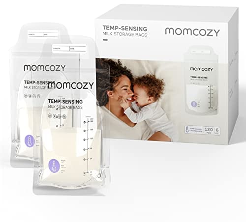 Momcozy Sachets de Congélation Lait Maternel 180mL - Lot de 120 Poches Stériles avec Double Fermeture Étanche | Conservation Hygiénique Allaitement et Stockage Réfrigéré
