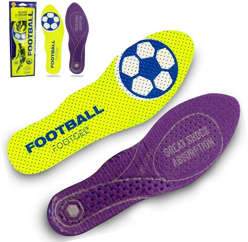 Footgel - Einlegesohlen Fussballschuhe | Gel Einlegesohlen Herren/Damen Atmungsaktiv | Stabilisierend, Beugen Verletzungen vor, Schmerzen in Füßen, Knien und Lendenwirbeln | Größen 35 bis 38