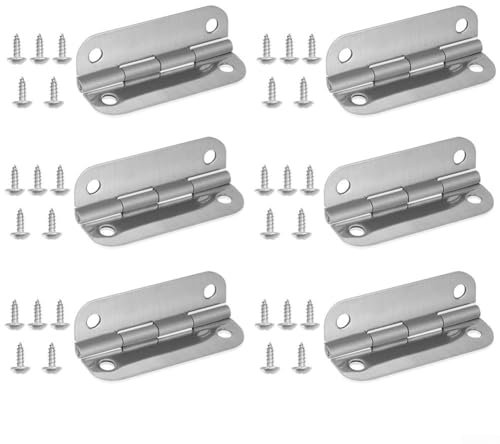 HEIBTENY Pack of 6 Cool Box Hinges, Flat Opening, Cooler Hinges, for Hinged Igloo Cool Boxes, Igloo Ice Chests 64 x 32 x 1.5 mm