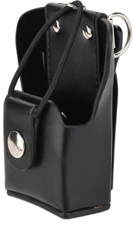 Black Leather Radio Holster for Walkie Talkie with Lanyard - Compatible with for GP Series Radios