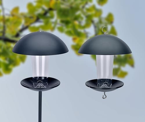 BOLD Vogelhaus mit Ständer wetterfest/Vogelhaus zum Aufhängen (Robustes Vogelfutterhaus zum Hinstellen oder Aufhängen, Bird Feeder Futterstation für Wildvögel) 1,40m Höhe, Rund