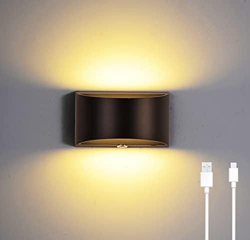 yovurond Wandleuchte Innen, Wandlampe Ohne Stromanschluss und Bohren, Dimmbar Wandleuchten mit Akku, Touch Control für Schlafzimmer Treppen Badezimmer Wohnzimmer (Schwarz, Warmweiß)