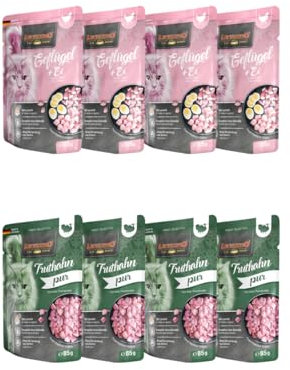 Leonardo Frischebeutel 8x85 g - Katzenfutter - Nassfutter - Multi Bundle - Sparpaket - Pouch - Verschiedene Sorten (4X Geflügel + Ei, 4X Truthahn pur)