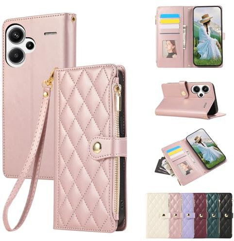 Vaitasy Custodia per Xiaomi Redmi Note 13 Pro Plus 5G Pelle PU Cerniera Custodia a Portafoglio per Redmi Note 13 Pro Plus 5G Custodia con Magnetica Flip Stand Case Cover Oro rosa