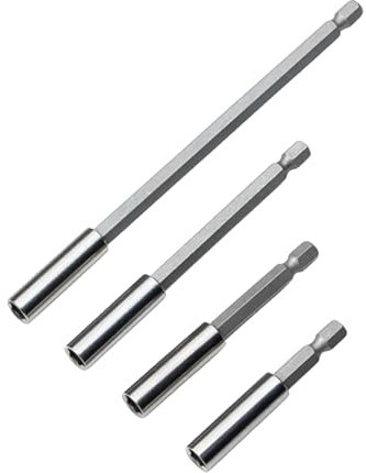 FloralGrace Juego de 4 portapuntas magnéticas (60/75/100/150 mm) de largo vástago hexagonal de 1/4 pulgadas para taladro y destornillador inalámbrico, extensión magnética