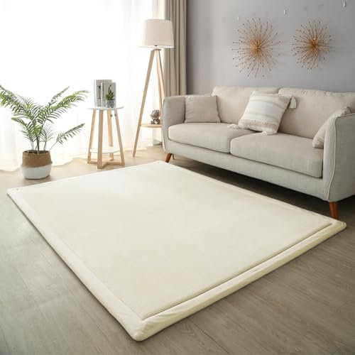 CASTLYE Kinderteppich Korallensamtteppich Teppiche Fürs Kinderzimmer Matten Teppich Anti Rutsch Unterlage Teppich Wohnzimmer, Beige,80x150cm