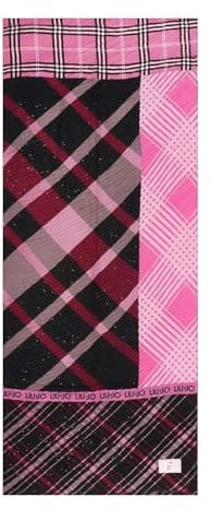 Liu Jo Jeans Stola Plissee gemustert, Glitzer All-Over, Schriftzug Logo seitlich schwarz, fuchsia, Einheitsgröße