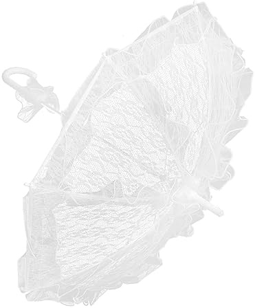 COLLBATH Paraguas de Novia de Encaje Vintage Bordado Artesanal Accesorio para Fotos de Boda Sombrilla de Algodón de Encaje de Tamaño Pequeño para Mujer