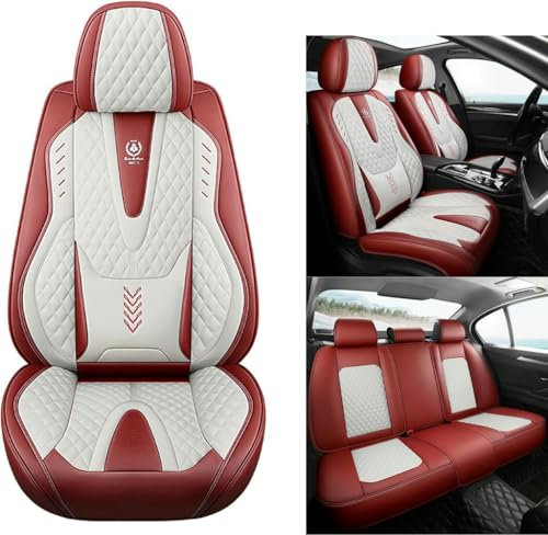 FUXZSV Autositzbezüge sind geeignet für Mercedes Vito Vanleder/atmungsaktiv,rot weiß