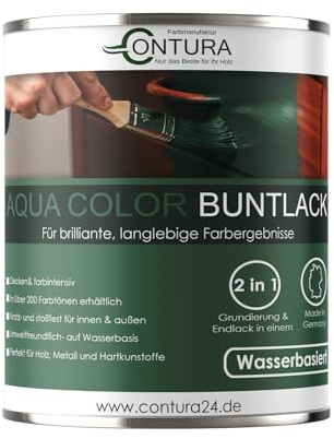 Contura Buntlack Glänzend Lackfarbe 750ml Lack Außen Innen Holz 2in1 Metall Farbe Holzlack Möbellack (RAL 5024 Pastellblau, 750ml.)