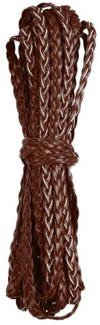 Rebower Flat Braided Leather Cord 5mm Braided Cording 5m Dark Brown Leather Craft Strip for Jewelry Making, Necklaces, Bracelets, Belt, 16.4ft