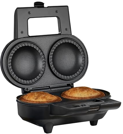 Cooks Professional Deep Fill Pie Maker with Crimping Edge, Spatula & Pastry Cutter | 2-Pie Capacity | Perfect for Savory, Fruit, Meat, & Veg Homemade Pies | Non-Stick Plates for Easy Use & Cleanup