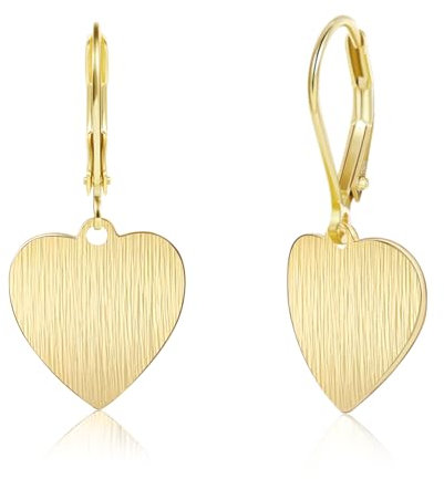 ALEXCRAFT Drop Herz Ohrringe Gold Hängend Leaveback Dangle Earrings for Women für Frauen Freundin Mama