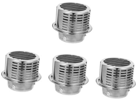 BESPORTBLE 4 Stück Schornsteinkappe Zylindrische Kaminhaube Abgasventil Wasserheizer Auspuffkappe, Dachentlüftungsabdeckung Schornsteinabdeckungen aus Metall Hut aus Edelstahl 304 Silver