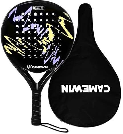 Padel Tennis Schläger Carbon-Glasfaser-Komposit/Eva - Maximale Power & Kontrolle - 360g Leicht & Langlebiger - Unisex für Männer & Frauen - Padel Racket Set Inkl. Schlägertasche