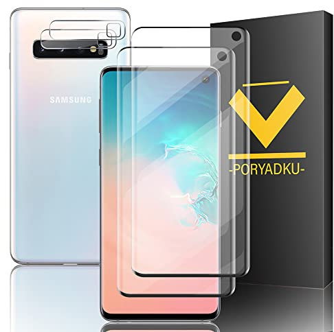 [2+2 pièces] Verre Trempé Samsung Galaxy S10 Protection Ecran[6.1]+Caméra Protecteur, Sensitive Fingerprint Touch, 3D Couverture Complète pour S10 5G Tempered Glass