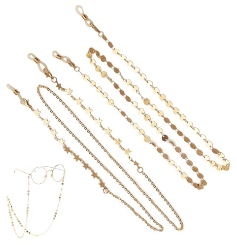 BSITSSS 2 Stück Brillenkette Damen,Gold Sterne Pailletten Brillenband Damen | Brillenkette 70 cm, Gold Sterne Pailletten Sonnenbrillen Kette, Brillenband Damen für Brillen Sonnenbrille Lesebrillen Mask