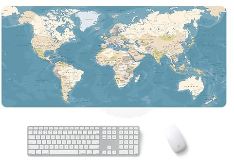 CulineformX Extra-Large Mouse Pad, Retro World Map, XXL Mouse Pad For Office/Gaming