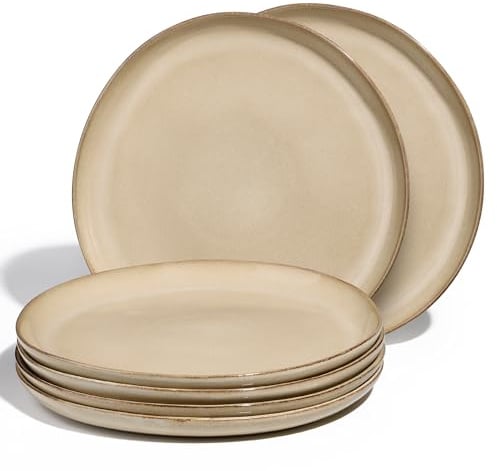 Onader Speiseteller 6er set, 26,5cm Teller Steingut, Reaktives Khaki
