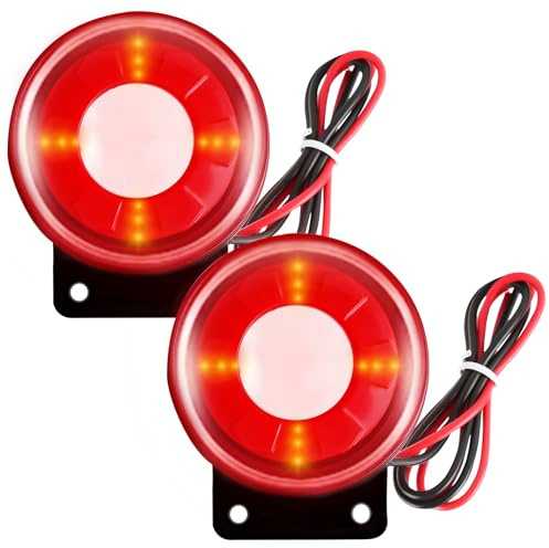 Sicherheitsalarmanlage 120dB Sirene: 2 Stück Elektronischer Lichtalarm für Zuhause, Mini Sound Light Alarm Blinklicht,12V Mini-Sirene Elektronischer Alarmanlage für Alarmanlagen, Haus, Garage, Gewerbe