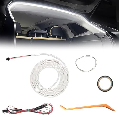 4M Kofferraum Lichtstreifen, Dynamic Flowing Car Trunk Light Strip, Led Streifen Auto, Car Trunk Light Strip, für Auto Kofferraum Innenbeleuchtung Dekoration(Weiß, 4m Dynamischeslicht)