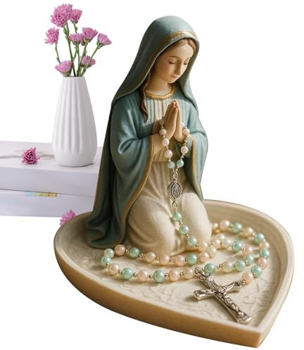 Ahuuen Katholischer Halter Für Jungfrau Maria | Jesus Rosenkranzhalter Resin Statue - Halsketten Aufbewahrung Für Frauen Männer Studenten Lehrer Für Schreibtisch Zimmer Zuhause Büro Für Feiertage