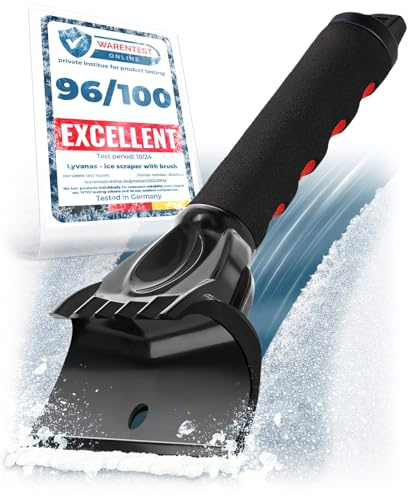LYVANAS Car Ice Scraper for Car Windshield Test Winner 2026* - Ergonomic Professional Snow Scraper for Car Fast & Strong - Efficient & Safe Windshield Scraper for Ice and Snow