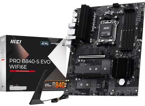 MSI PRO B840-S EVO WIFI6E Mainboard, ATX - Unterstützt AMD Ryzen 9000/8000 / 7000 Prozessoren, AM5 - DDR5 Memory Boost (bis zu 8000+ MT/s OC), PCIe 4.0 x16, M.2 Gen4, Wi-Fi 6E, 2.5G LAN