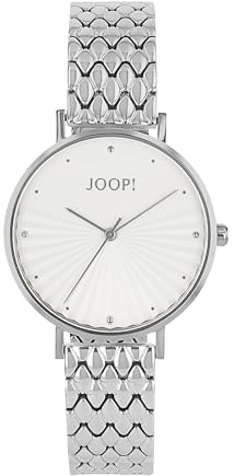 JOOP! Armbanduhr mit Metallband für Damen, Silber, wasserdichte 3 bar, Geschenkidee, kommt in Uhren Geschenkbox, 2100481