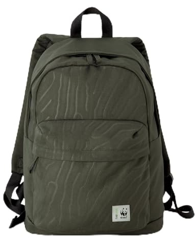 WWF Outdoor Rucksack in Uni Grün mit strapazierfähigem gewebtem Stoff, gepolsterten, verstellbaren Schultergurten, sicheren Reißverschlussfächern und bequemer Struktur für den täglichen Reisen, Arbeit