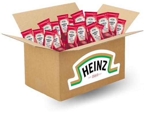 HEINZ - 100 sticks de sauce Barbecue - Doses individuelles de 10 ml | Goût fumé BBQ authentique - Idéal burger, frites, grillades - Pratique restauration, food truck, pique-nique, lunch box