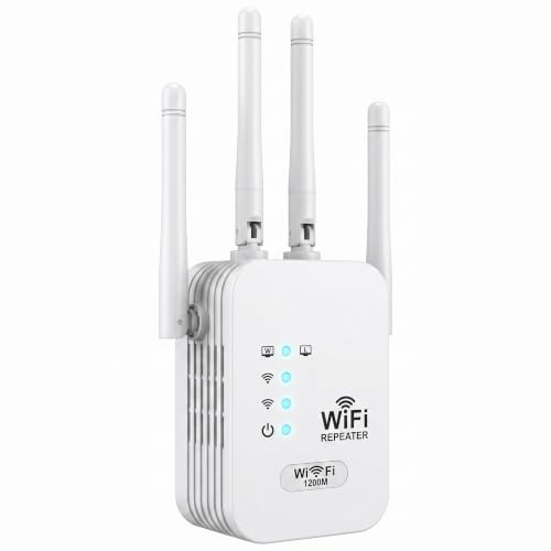 Repetidor WiFi Largo Alcance 1200 Mbps 2,4 GHz/5 GHz con 4 Antenas | Amplificador WiFi Modo AP Router, WiFi Extender Booster Compatible con Todas Las Cajas de Internet