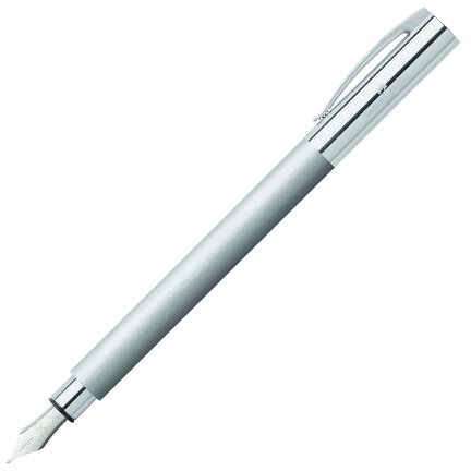 Faber-Castell 148393 - Füllfederhalter AMBITION Edelstahl, Stärke: B, inklusive Geschenkverpackung, Schaftfarbe: silber