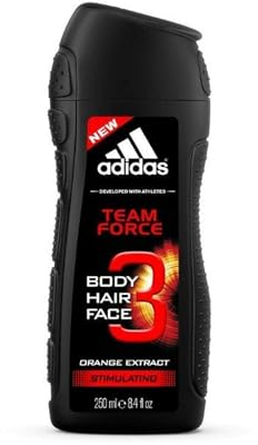 Adidas - Team Force 3-in-1 Shower Gel for Men - Energising - Shampoo - Multi-Benefits - 250 ml