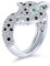 Bling Jewelry Grünes Auge Schwarz Weiß Cubic Zirconia CZ Mode Leopard Panther Cat Statement Bypass Ring Für Frauen Silber Vergoldet Messing
