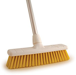 12 Soft Colour Coded Food Hygiene Brush Sweeping Broom and Aluminium Handle YELLOW