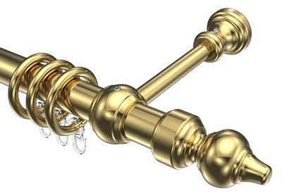 Interdeco Gardinenstangen in Messing-farbig Metall/Kunststoff 28 mm Ø Classic Rondo, 200 cm