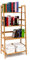 Relaxdays Bücherregal aus Bambus mit 4 Ablagen HxBxT: ca. 120 x 57 x 31 cm Regal für Bücher in Leiterform Standregal mit Durschubsicherung als Bücherschrank und Büroregal Aktenregal aus Holz, natur