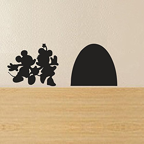 Micky und Minnie Maus Wandtattoo, schwarz, 6.5w x2.5h